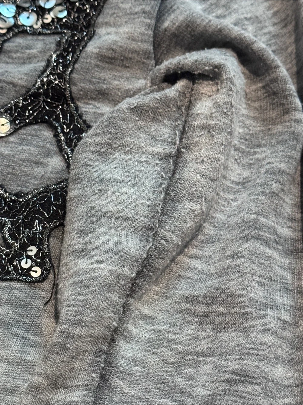 Miss Me Grey Embellished Scoop Burnt Out Sweatshirt